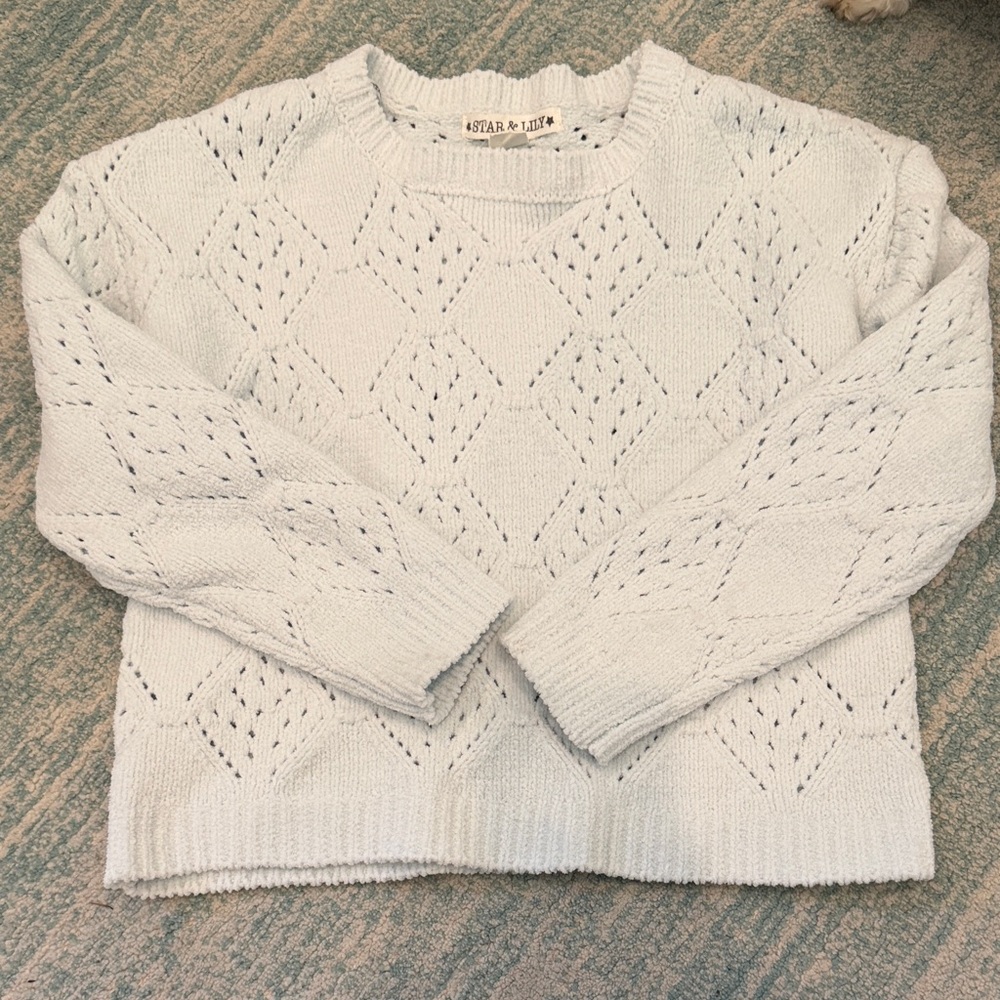 Astars White Diamond Knit Kids Sweater